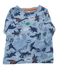 Modré melírované pyžamové triko s dinosaury C&A