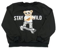 Čierna mikina s medvedíkom SHEIN