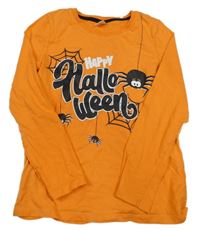 Oranžové triko s nápisy a pavouky little kids