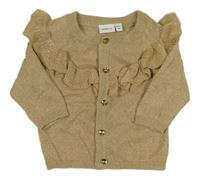 Béžovo-zlatý melírovaný prepínaci sveter s volánikmi name it.