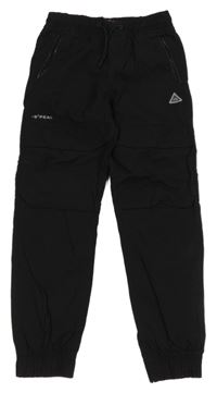 Černé kostkované cargo cuff šusťákové kalhoty PEAK