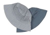 Nové - 2x - Klobouk - Pruhovaný krepový, modrý melírovaný plátěný Toby