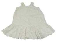 Bílé mušelínové letní oversize šaty s madeirou OVS