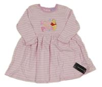 Nové - bielo-svetloružová -ružové pruhované šaty s Pú Disney