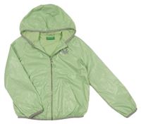 Světlezelená šusťáková jarní bunda s kapucí Benetton