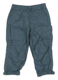 Šedomodré cargo cuff plátenné nohavice PRIMARK