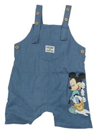 Modré rifľové na traké kraťasy s Mickey a Donaldem a vreckom Disney