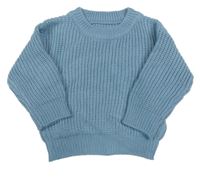 Nové - modrošedý rebrovaný pletený sveter Cozy Pixies