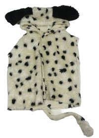 Kostým - Krémová puntíkovaná chlupatá vesta s kapucí - Dalmatin 