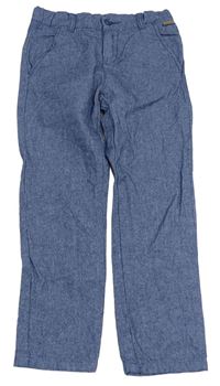 Tmavomodré melírované plátěné chino kalhoty H&M