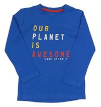 Modré tričko s nápisom Mothercare