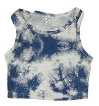 Tmavomodro-biely batikovaný crop top Shein