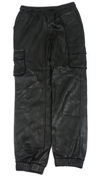 Černé koženkové cargo cuff kalhoty Cars Jeans