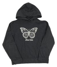 Antracitová ľahká mikina s motýlom a kapucňou Dopodopo