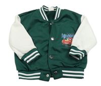 Tmavozeleno-biela baseballová mikina s Bleskem McQueenem