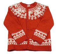 Červeno-biely prepínaci sveter so vzorom F&F