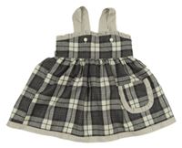 Sivo-svetlošedá -čierne kockované na traké šaty