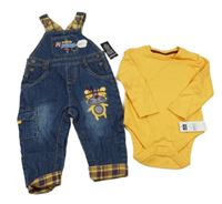 Nové - 2set - Tmavomodré podšité laclové rifle s tygrem + hořčicové body Dunnes