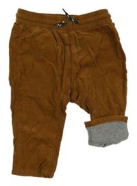 Hnedé menšestrové podšité nohavice H&M