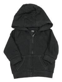 Antracitová prepínaci mikina s výšivkou a kapucňou F&F