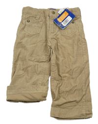 Nové - Hnědé manšestrové podšité kalhoty Lupilu