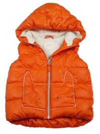 Červená šusťáková zateplená vesta s kočkou a kapucí Next