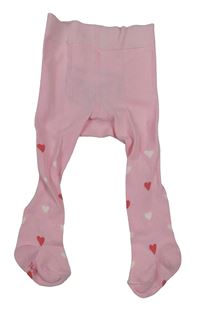 Růžové punčocháče se srdíčky a medvědem