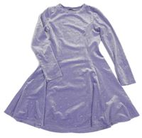 Lila puntíkaté sametové šaty M&S