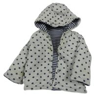 Svetlosivá melírovaná zateplená obojstranná prepínaci mikina s hviezdami a kapucňou George