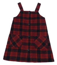 Červeno-čierne kockované vlnené prepínaci šaty F&F