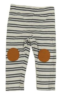 Bielo-tmavosivé pruhované tepláky s nákoleníky F&F