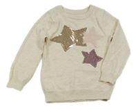 Svetlobéžový melírovaný ľahký sveter s hviezdami s flitrami Primark