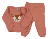 2set - Starorůžový svetr se srnkou + pletené tepláky Dopodopo