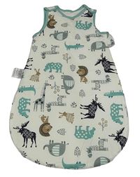 Bílý zateplený spací pytel se zvířaty