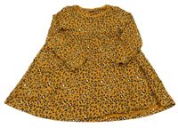 Medové bavlnené šaty s leopardím vzorom Next