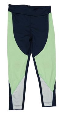 Tmavomodro-zelenkavo-bílé sportovní legíny Topolino