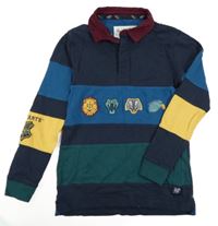 Tmavomodro-petrolejovo-zelené polo mikinotriko so zvířaty - Harry Potter M&S