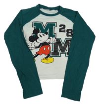 Mátovo-tmavozelené crop tričko s Mickeym Disney