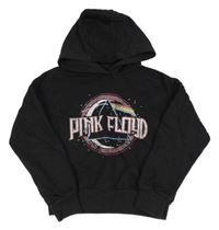 Černá hudební mikina s kamínky a kapucí - Pink Floyd