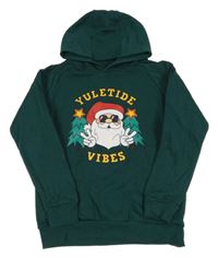 Tmavozelená mikina so Santou a kapucňou Dunnes