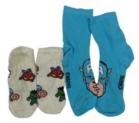 2x ponožky - modré s Kapitánem Amerikou + smetanové kotníkové s Avengers