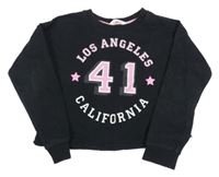 Čierna crop mikina s číslom a nápisom H&M