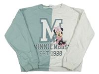 Modrozeleno-biela oversize mikina s Minnie Disney