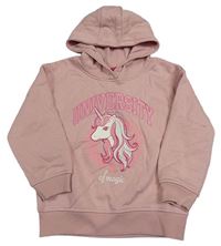 Starorůžová mikina s jednorožcem a kapucí Primark