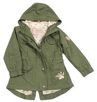 Khaki plátěná podzimní parka s kapucí Topolino