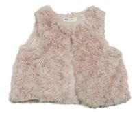 Svetloružová kožušinová podšitá crop vesta H&M