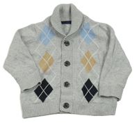 Sivý ľahký prepínaci károvaný sveter Mothercare