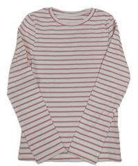 Nové - bílo-růžové pruhované žebrované triko dunnes