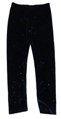 Tmavomodré zamatové trblietavé legíny Pep&Co