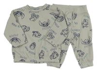 2 set - šedá lehká žebrovaná mikina se Stitchem a Mickeym + tepláky Primark